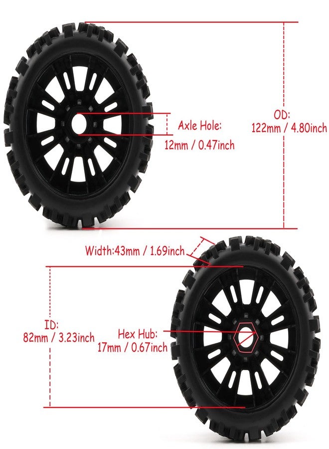 ZRRC 1/8 Scale RC Off Road Buggy Tires & 17mm Hex Wheels - Pre-Glued All-Terrain, Fits Arrma Typhon 3S/6S Losi 8Ight X/E 2.0 XT/XTE Team Associated Traxxas Redcat HPI RC Truggy Wheels Tyres - Image 2
